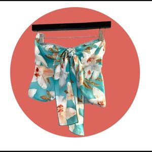 Vintage XOXO two-piece tropical flared denim jean set